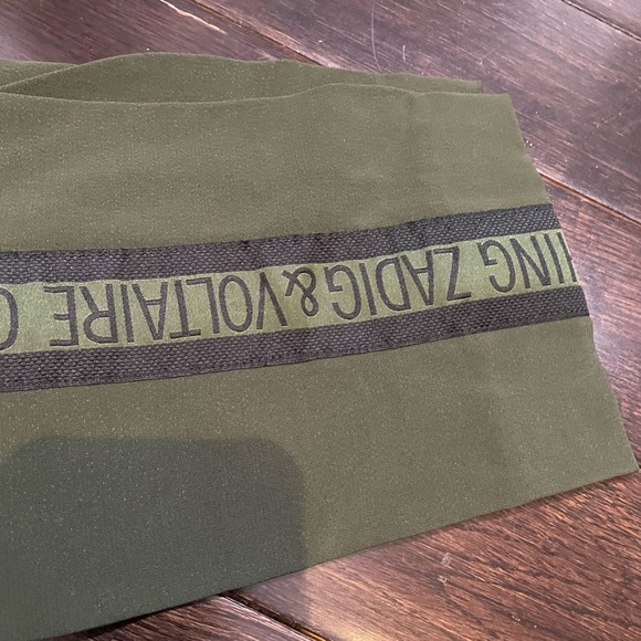 NWT Zadig & Voltaire army green black logo stripe Paula crepe pants size 34 / S - Picture 7 of 12